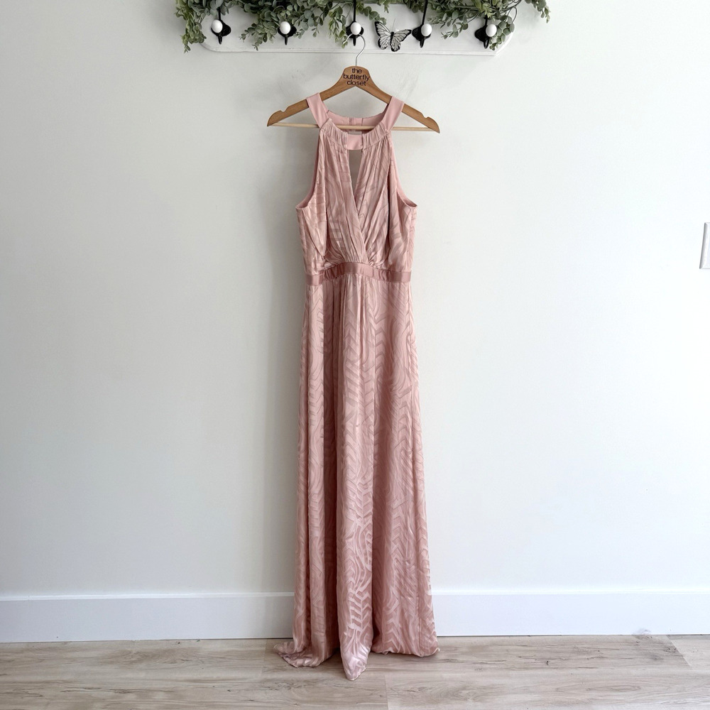 Shoshanna Slik Blend Pink Maxi Halter Sleeveless Dress Size 6 N4029